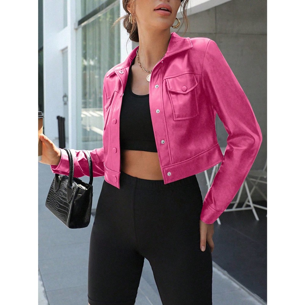 🌟 Cropped vegan leather Jacket - Picture 7 of 8